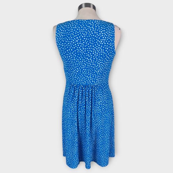 Chaps Womens Size 6 Sleeveless Dress Blue White Polka Dot V Neck Polyester - Picture 2 of 5